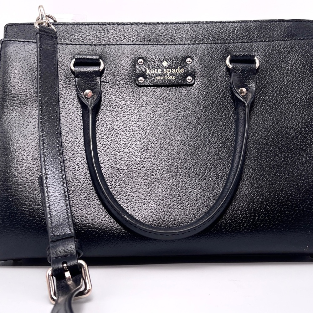 Kate Spade Black Pebbled Leather Handbag / Satchel Pink Interior